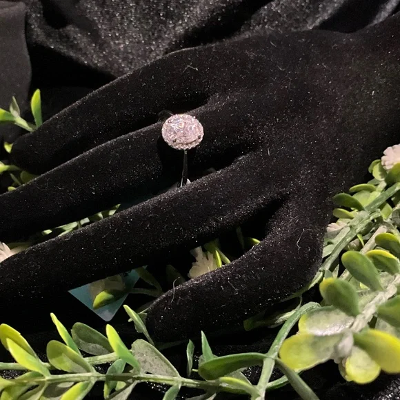 Halo Oval Cut Moissanite Sterling Silver Sz 7 - Picture 3 of 7